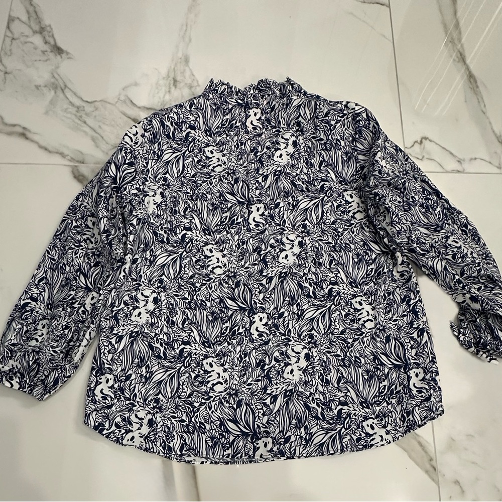 Lilly Pulitzer Sherida Top, Navy/White GDay Mate Print, NWT, Sz. M - Picture 6 of 8